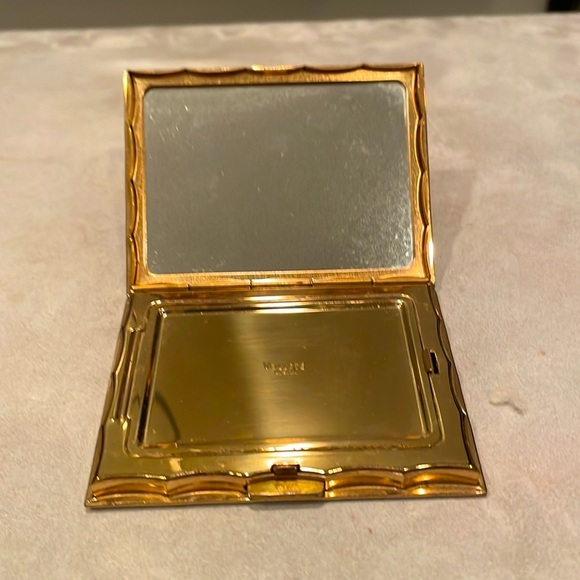 Vintage Volupte Compact Case Mirror Gold Tone Geometric Design Circa 1950’s EUC - Picture 5 of 15